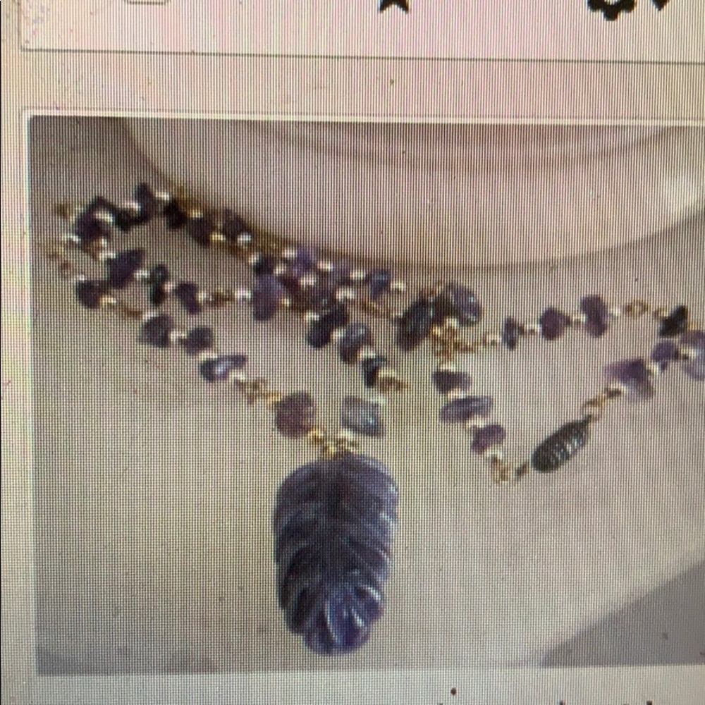 Antique Carved amethyst pendant necklace